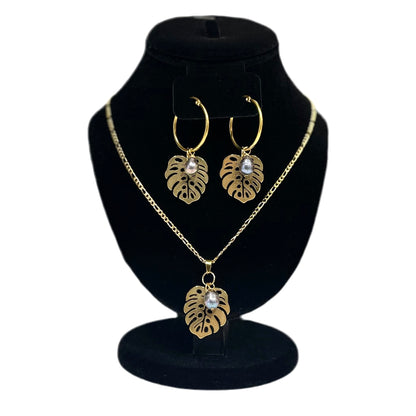 Monstera Freshwater Pearl Set