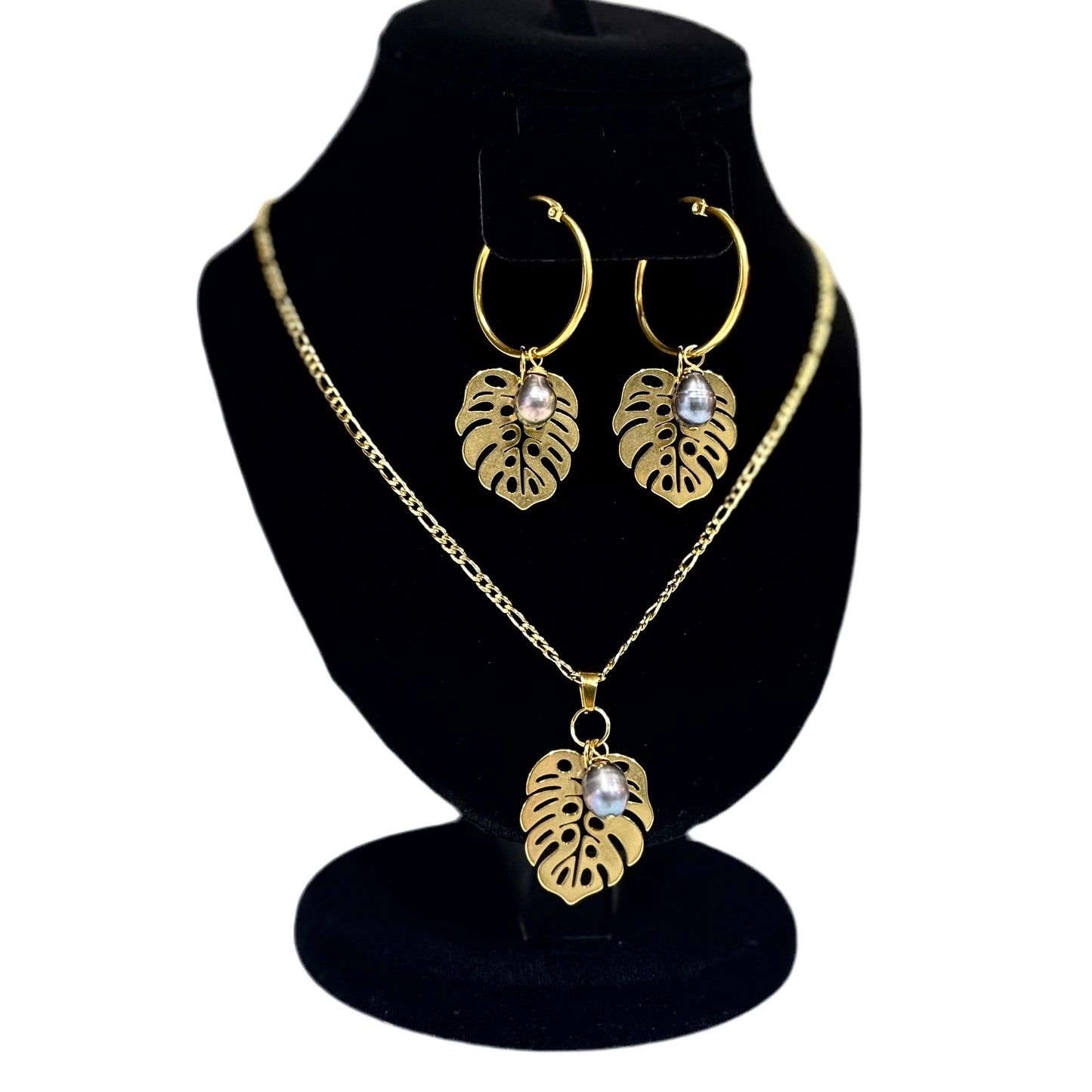 Monstera Freshwater Pearl Set